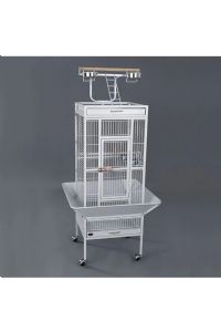 Dayang A10 Siyah Ayaklı Papağan Kafesi Beyaz 45.7x45.7x156 cm