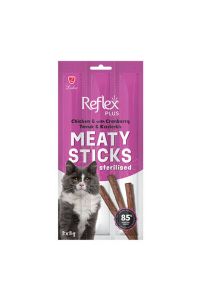 Reflex Sticks Kedi Ödülü  Tavuklu Ve Kızılcıklı Tahılsız Kısırlaştırılmış 3x5 gr