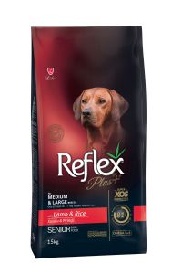 Reflex Plus Senior Orta Ve Büyük Irk Kuzulu Ve Pirinçli Yaşlı Köpek Maması 15 Kg